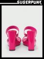 Sugerpunk Sugerpunk Y2K Wedge Heel Thick Sole One-Strap Pink Slippers Summer Red Shoes Valentine