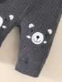 Newborn Baby Boy's Bear Printed Bodysuit And Pants Set