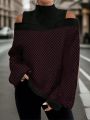 Women's Plus Size Off Shoulder Diagonal Texture Sweater