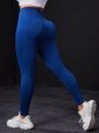 Yoga Basic Plus Size Solid Color Wide-Waist High Elasticity Sports Leggings