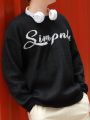 Men'S Text Pattern Loose Casual Sweater