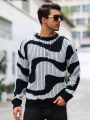 Manfinity Men'S Wave Striped Long Sleeve Sweater