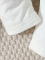 SHEIN 2pcs/set Infant Boys' Button-up Plain Ribbed T-shirt And Comfortable Homewear Set