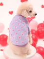 PETSIN Valentine's Day 1pc Purple Velvet Pet Hoodie With Heart Print Design, For Both Cats And Dogs