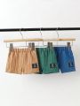 SHEIN Summer Newborn Baby Boy 3pcs/Set Casual Simple Three-Color Jacquard Fabric Loose And Comfortable Shorts