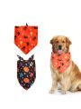 Halloween Pumpkin Bat Pattern Pet Bandana Triangle Bibs For Dogs And Cats