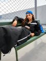Street Sport Women's Colorblock Zipper Jacket And Parachute Skirt Sportswear Set