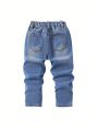 Young Boy Elastic Waist Ripped Jeans
