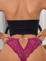 Floral Lace Heart Ring Linked Cut Out Back Panty