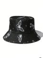 Babi Brunelio 1pc Fashionable Double-Sided Butterfly Design Bucket Hat