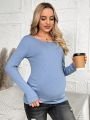 SHEIN Maternity Lace Cross Back Long Sleeve T-shirt