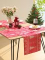 SHEIN Basic living 1Pc Red Christmas Table Runner Placemat For Table Decoration Living Room Kitchen