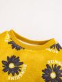 SHEIN Baby Girl Floral Print Sweatshirt