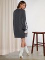 Luxe Womens Shirt Combo Oversized Sweater Dress
