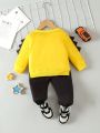 Baby Boy Cartoon Graphic 3D Patched Design Pullover & Sweatpants