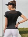 Breathable Softness Contrast Mesh Sports Tee