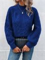 SHEIN LUNE Women's Knitted Lantern Sleeve Sweater With Twist Flower Detail