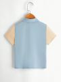 SHEIN Kids EVRYDAY Boys' Casual Fashionable Color Block Polo Shirt