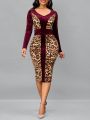 SHEIN Lady Leopard Print Bodycon Dress