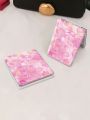 Maryam Alam Pink Marble Pattern Dual Sided Portable Mirror