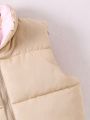 Tween Girl 1pc Zip Up Reversible Vest Puffer Coat
