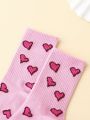 Reh Arte Fashionable Mid-calf Socks With Heart Pattern