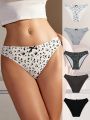 SHEIN 5pcs/Pack Women'S Triangle Panties With Bow Decoration