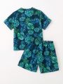 Young Boy Tropical Print Swimsuit Set