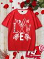 Men's Family Look Letter Print T-Shirt (Sold Separately, 5pcs In Total)