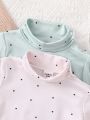 SHEIN Newborn Baby Girls' Polka Dot 6pcs Sleepwear Set