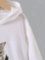 Boys' Cat Print Hooded Sweatshirt