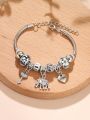 1pc Fashionable Women's Elephant & Heart Charm Bracelet