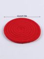 1pc 12cm Threaded Woven Round Insulation Coaster, Water-absorbent And Heat-resistant Drink Pad