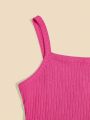 SHEIN Teen Girls' Slim Fit Knit Holiaday Cami Tank Tops, 2pcs/Set