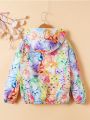 SHEIN Tween Girls' Loose Fit Hoodie Jacket With Cute Cat Print