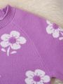 Toddler Girls' Floral Pattern Raglan Sleeve Sweater