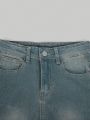 Tween Girls' Frayed Hem Stonewashed Denim Jeans