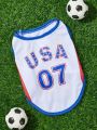 PETSIN Usa Sports Jersey Vest For Pets, Printed With Numbers And Letters, Suitable For Both Cats And Dogs