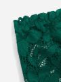 Plus Floral Lace Bow Decor Harness Lingerie Set