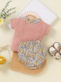 Baby Girls' Flower Pattern Cute Sweater Set