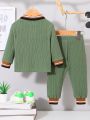 Baby Boy Striped Trim Polo Shirt & Sweatpants