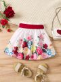 SHEIN Kids CHARMNG Young Girl's Floral Printed Skirt