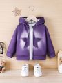 SHEIN Kids HYPEME Young Girl Star Print Zip Up Hoodie Without Tee
