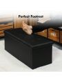 Folding Storage Ottoman Bench, Faux Leather Long Storage Chest Footstool Seat, Padded Seat, Storage Bench for Living Room Bedroom Hallway, Holds up to 600 lb, 43 x15.7 x15.7 Inches