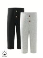 2pcs Baby Boys' Pants With Button Decoration