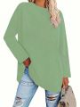 Plus Size Women's Long-Sleeve T-Shirt With Curved Hem