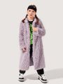 JNSQ Tween Girl Open Front Hooded Fuzzy Coat