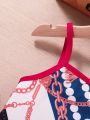 SHEIN Kids EVRYDAY Girls' Chain Print Asymmetric Hem Camisole Vest Top