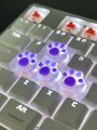 4pcs Cute Purple Non-fading Translucent Abs Resin Cat Claw Shaped Keycaps For Cross-axis Mechanical Keyboard Decoration, Anti-scratching Keycaps