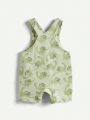 Cozy Cub Baby Boys' Dinosaur Pattern Solid Color Sleeveless Overall Shorts Set